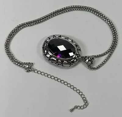 "Colgante de calidad grande facetado color amatista chapado en rodio hasta 21-1/2""" Foto 1 de 4