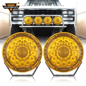 AUXBEAM 2X 9"360-PRO Round Spot LED Work Light +Amber Covers For Ford F150 F250 - Picture 1 of 12
