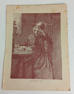 Ilustración de libro de fantasías junto al fuego de 1891 "Estoy envejeciendo" - Imagen 1 de 3