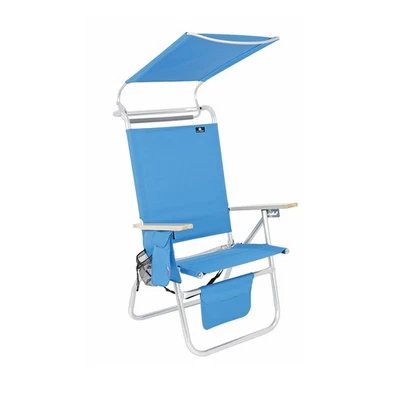 Silla de playa de aluminio Big Tycoon de 17 pulgadas de asiento alto con dosel Foto 1 de 4