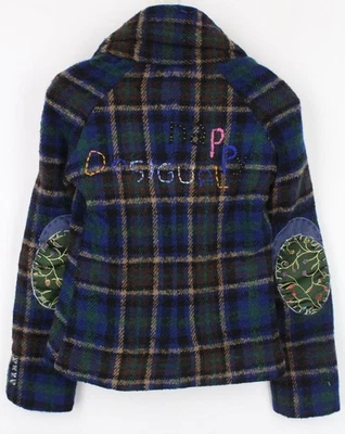 DESIGUAL Women's Jacket 38 Blue Wool Blend Checked Long Sleeve Single-Breast * - Image 1 of 4