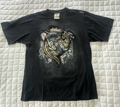 Camiseta AVIREX Para Hombre XXL Negra Jugador Poker Gráfico Metálico Retro Y2K Tatuaje Foto 1 de 4