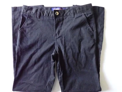 Pantalones de vestir de sarga elásticos negros de pierna recta talla 14 French Toast para niñas Foto 1 de 4