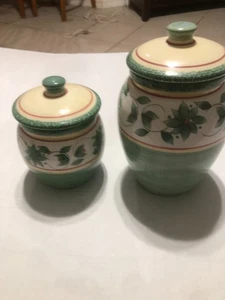 Set 2 Pfaltzgraff GARDEN DISTRICT Handpainted Canisters - Picture 1 of 6