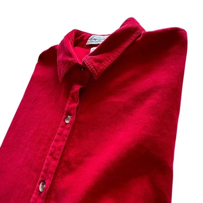 Camisa de pana Gap Clothing Co para mujer mediana roja micro abotonada vintage Foto 1 de 4