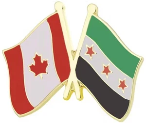 Canada Canadian Syria Syrian National Flag Crossed Flags Friendship Love Pin - Picture 1 of 1