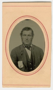 1870s Tintype Portrait Older Gentleman With Naval Button Coat, Letter In Pocket - Picture 1 of 1
