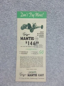 1960  MANTIS KART Go Cart  BROCHURE of Honest Charley in Tennessee    Excellent - Picture 1 of 3