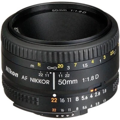 Nikon AF FX NIKKOR 50mm f/1.8D Prime F-Mount Lens - Black - Image 1 of 3