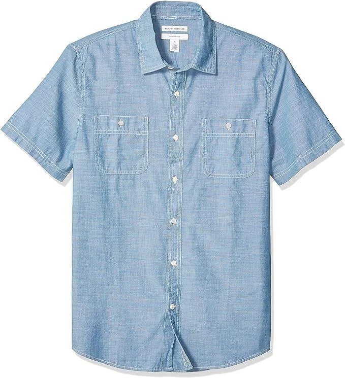 Amazon Essentials Men's Short Sleeve Regular-fit Casual Poplin Shirt - Blue - Image 1 of 1