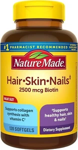 Nature Made Hair Skin & Nails with Biotin 2500 mcg 120 Softgels - Picture 1 of 2
