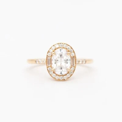 1.16 Ct Oval Cut Moissanite Wedding And Engagement Ring 14K Solid Yellow Gold - Image 1 of 4