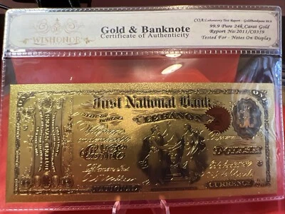 Gold 1865 $1 One Dollar National Note Currency Banknote Collectible with Bag&COA - Image 1 of 2