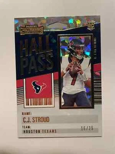 Panini Contenders CJ Stroud Hall Pass 2023 RC Rookie Inserto Hielo agrietado # 16/25 - Imagen 1 de 2