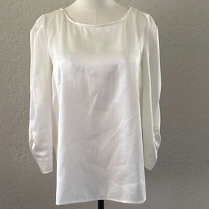 Preston & York Women White Long Sleeve Blouse Elegant Soft Fabric Formal Office - Picture 1 of 11