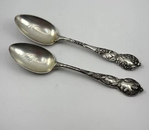 ANTIQUE "MAMA" & "PAPA" HIGHLY ORNATED SOUVENIR SPOONS 5 3/4" - RARE - Picture 1 of 9