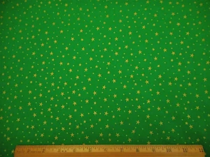 Christmas Fabric By Yard Metallic Gold Stars on Xmas Green Premium Cotton #26 - Picture 1 of 2