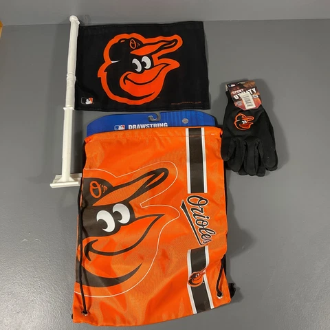 Baltimore Orioles Utility Gloves, Flag, Backsack Sport MLB Ultimate Fan Gift Lot Cover