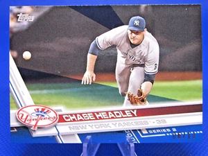 2017 TOPPS SERIES 2 MINI BLUE PARALLEL #621 CHASE HEADLEY NY YANKEES 06/10 - Picture 1 of 2