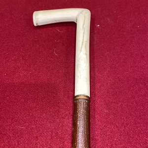 Vtg 19th C Folk Art Cane Bone Ladies Handle Walking Stick - Picture 1 of 7