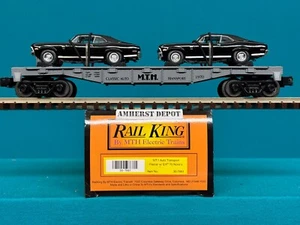 30-7661 MTH Railking Flat Car with 2 1970 Nova 0/027 New - Picture 1 of 1