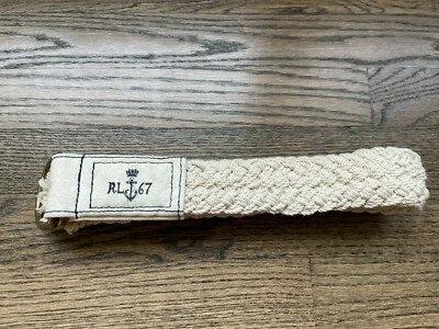 Cinturón blanco trenzado marinero Ralph Lauren RL67 talla GRANDE NUEVO SIN ETIQUETAS RARO ¡RARO! Foto 1 de 4