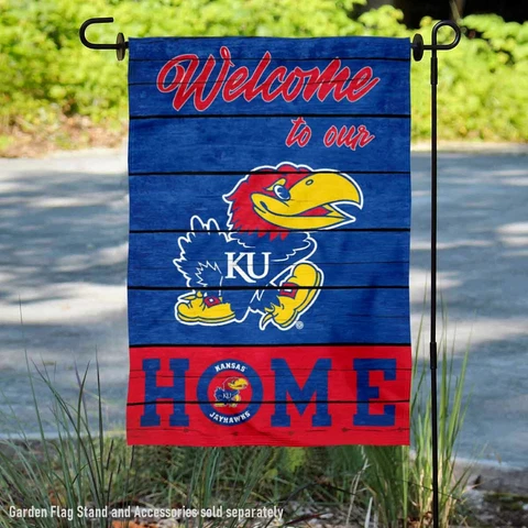 Kansas Jayhawks Welcome To Our Home Garden Flag and Yard Banner Cover