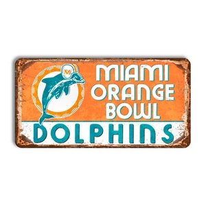 Metal sign Miami Dolphins vintage Miami Dolphins wall art ORANGE BOWL stadium - Picture 1 of 11