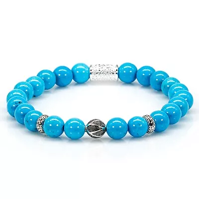 Perlenarmband Grüner / Blauer Türkis Perlen 925 Sterling Silber Monaco - Bild 1 von 4