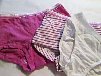 New 3 Girls Fruit of Loom💕 Size 4 ~ Stripe,Magenta&White Cute and Comfy Cottons - Image 1 of 4