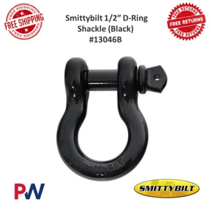 Smittybilt 1/2 in Black D-Shackle with Standard Pin 2 Ton Rating Black #13046B - Picture 1 of 13