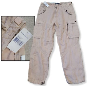 New Polo Ralph Lauren Men's Santa Fe Pink Oyster Linen Cargo Pants 35/30 - Picture 1 of 24