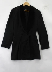 Vintage Charlotte Halton Jacket UK Small Black Blazer Velvet Collar Preloved - Picture 1 of 24