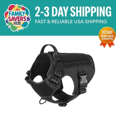 Large Nylon Tactical Dog Harness - 2X Metal Buckles, No Pull, Hook and Loop - Image 1 of 4