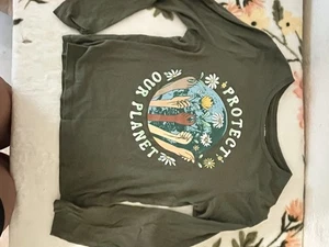 Old Navy Girls Long Sleeve Tee Size 10-12 Green - Picture 1 of 2