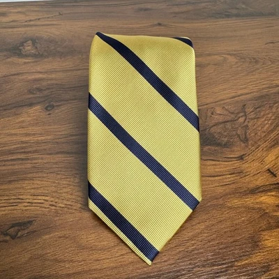 Традиционный желтый черный полосатый мужской галстук R. Bryant LTD Park Avenue полностью шелковый  - Изображение 1 из 4