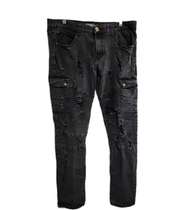 Pantalones CDMG & Co. Para Hombres Talla 36 X 32 Negros Estilo Carga Bolsillos de tiro medio Envejecidos - Imagen 1 de 7