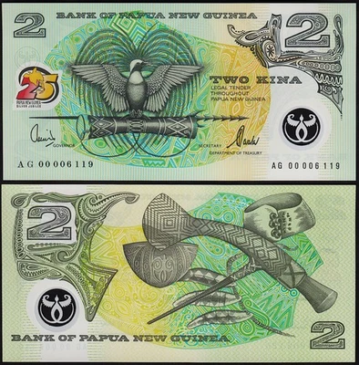 Papua New Guinea, 2 Kina 2000, UNC, Comm, 25th Year Ann.Silver, Polymer, P-21 - Image 1 of 3