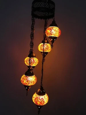 5  Globe Ottoman Laser Chandelier, Moroccan Turkish Ceiling Lamp,turkish lamps - Image 1 of 4