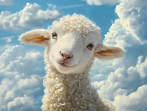 Sheep Cute Lamb Blue Sky Pictures Canvas Home Decor Wall Art Prints Painting - Picture 1 of 10