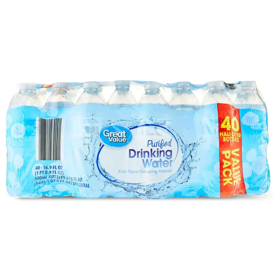 Great Value Purified Drinking Water, 16.9fl. oz. - 40 Count