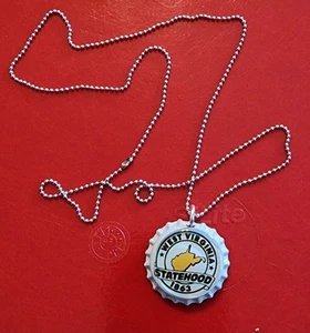 West Virginia Necklace, West Virginia Statehood Soda Pop Bottle Cap Necklace - Picture 1 of 6