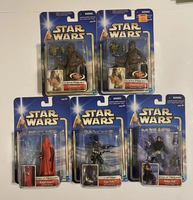 Lote de (5) figuras colección saga Star Wars 2002 Boba Fett Chewbacca nuevas Foto 1 de 4