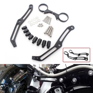 Rear Remote Reservoir Suspension Shocks Bracket Clamps For Harley Road Glide - Picture 1 of 17
