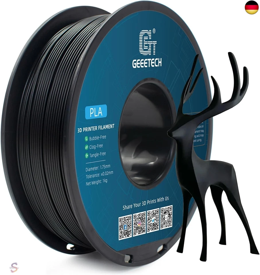 GEEETECH PLA Filament 1,75 mm, pla Schwarz 1 kg Spool für 3D Drucker - Bild 1 von 4