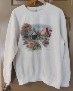 Vintage Top Stitch Morning Sun Holiday Winter Sweatshirt Womens XXL Cardinals - Bild 1 von 4