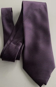 Corbata de seda, para hombre, cosida a mano, rayas moradas claras hecha en Italia  - Imagen 1 de 7