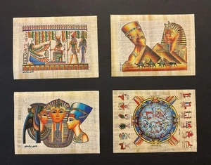 Set (4) Gemälde Vintage selten echt ägyptischer Papyrus Handarbeit 6x8 Zoll - Bild 1 von 8