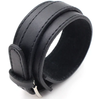 Leather Bracelet for Men Women Wrist Cuffs Arm Bands Punk Wristband Adjustable - Image 1 of 4