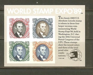 US Scott # 2433 MNH souvenir sheet - World Stamp Expo "89" MNH - Picture 1 of 1
